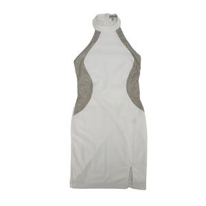 NWT Charlotte Russe White Gold Sleeveless High Neck Dress Size Medium Women’s